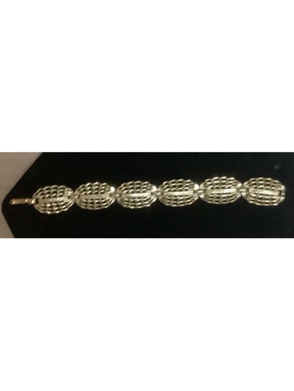 Vintage Silver Tone Woven Basket Weave Oval Link Bracelet 7.25” Textured